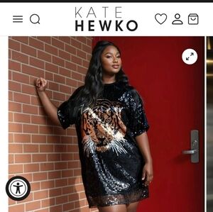 Kate Hewko Black Sequin Tiger Mini Dress in CURVE size 🐯